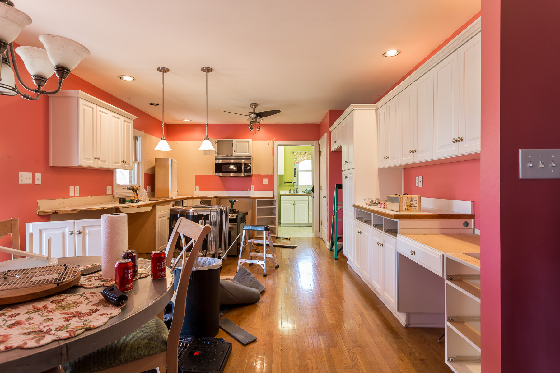 Before and after transformation of residential kitchen remodel